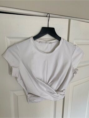 Susana Monaco White Twist-Front Short Sleeve Tee